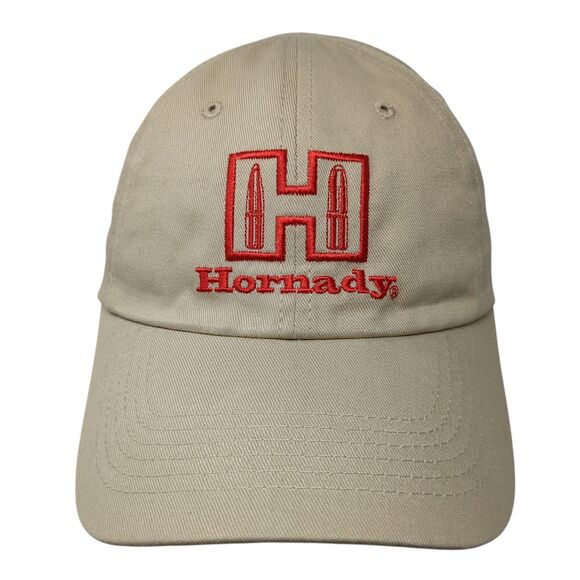 Hornady Strapback Hat Tan One Size Adjustable Embroidered 6 Panel Cotton - Picture 1 of 8